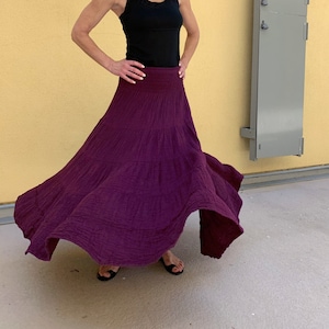 HEARTFELT SKIRT - 100% Cotton Skirt - Bohemian Skirt - Elastic waist skirt - Comfy Skirt - Maxi Skirt - Floor Length Skirt