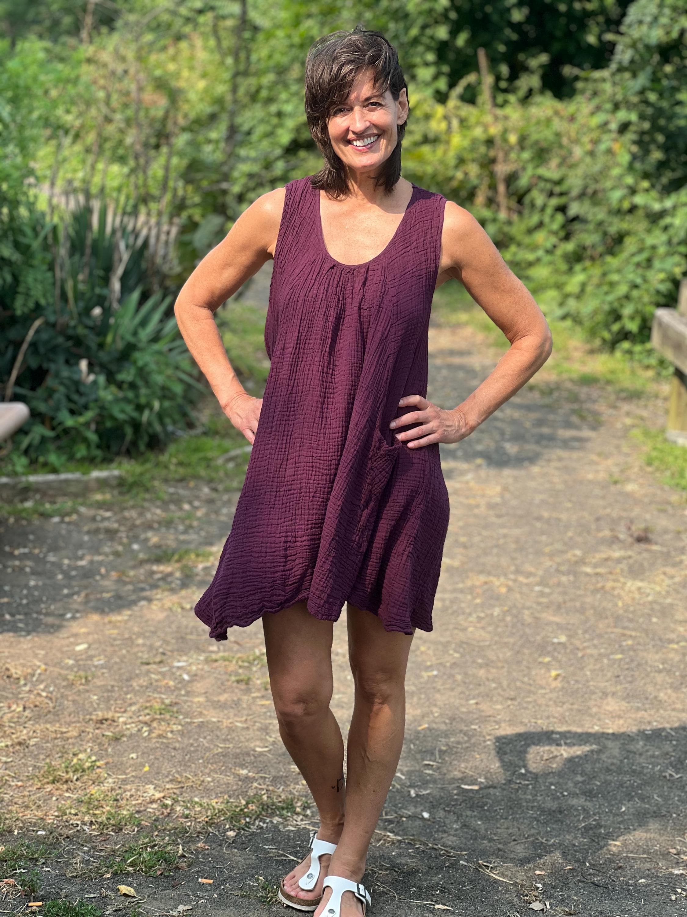 Cotton Tank Dress with Pockets: Striped A-Line Summer Dress