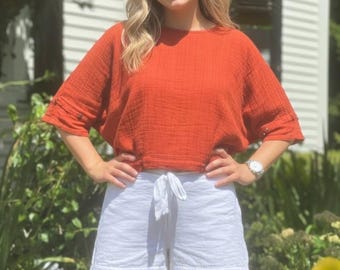 TRUST DRAWSTRING SHORTS - 100% Cotton - Natural Fibers - Soft Comfy Shorts - Minimalist Style