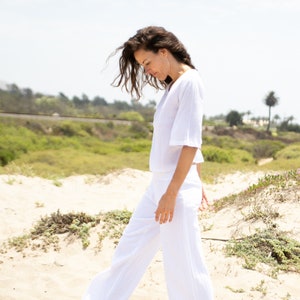 UMA PANTS Kundalini Yoga Pants 100% cotton Natural Fiber comfy top luxury leisure wear cozy yoga clothes white pants image 4