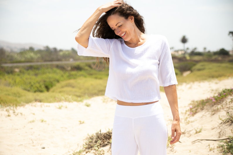 UMA PANTS Kundalini Yoga Pants 100% cotton Natural Fiber comfy top luxury leisure wear cozy yoga clothes white pants image 3