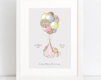 New baby "Special delivery" - personalised nursery art print - pink