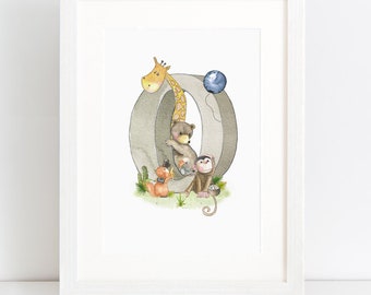 Safari Initial Letter Print: Jungle Nursery Decor