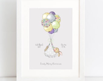 New baby "Special delivery" - personalised nursery art print - lavender / green