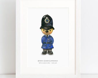 Personalized Nursery Art Print: Bobby Bear Police Constable