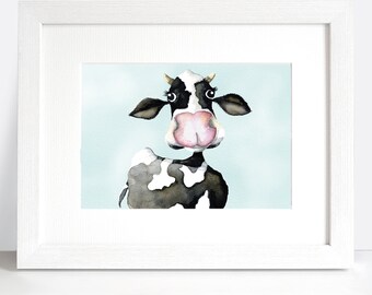 The Loa cow - no light without dark - print of original watercolour art - Artist - Sarah Lawrence