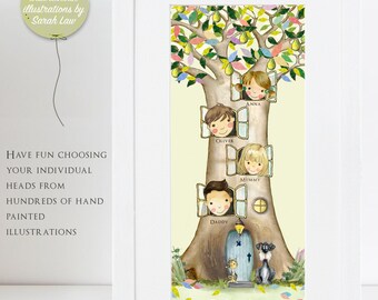 Personalised Family Tree Print: Watercolour Family Portrait