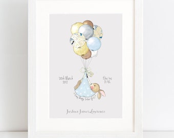 New baby "Special delivery" - personalised nursery art print - blue