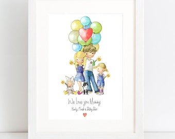 Mothers Day  - watercolour illustration - from the children