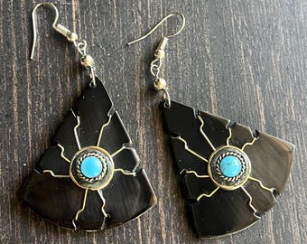 Cattle Horn Earrings | Glass Bead | Alpaca Silver | Handmade in Peru
