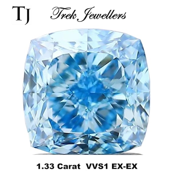 Blue Diamond Fancy Vivid Lab Grown Cushion Cut to 3+ Carat - Main Image