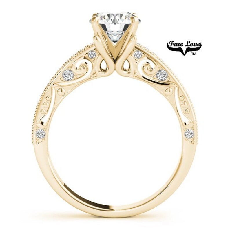 Moissanite Engagement Ring 14kt Yellow Gold Wedding Ring Etsy