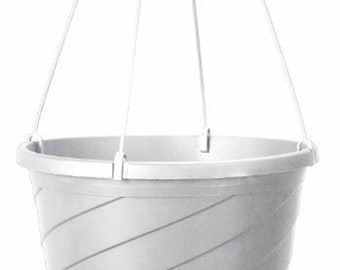 Hanging Basket, White 12 Inch, (Qty. 5), Euro Style with Plastic Hangers