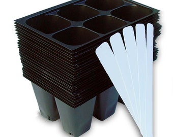 Plus 10 Plant Tags 12 Trays,12 Cells Per Tray Seedling Starter Trays Plant Germination Kit,144 Cells 