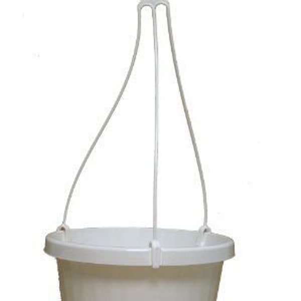 Hanging Basket Plastic, White, (Qty. 10),  W/  Matching Hangers, Hanging Planter