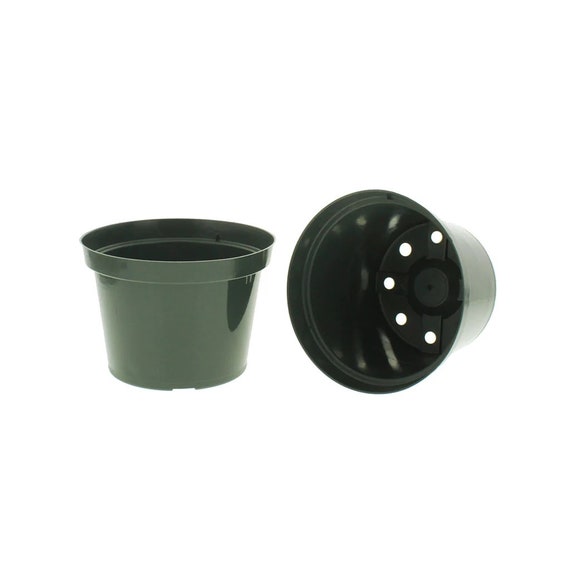 8 Inch Azalea Plastic Nursery Pots , (Qty 13), Green Nursery Pots