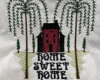 Home Sweet Home Reflection Kitchen Tea Towel - Flour Sack Towel - Kitchen Linens  - Vintage Look Primitive Farmhouse