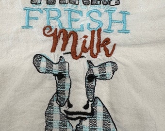 Farm Fresh Milk Kitchen Theedoek - Meelzakhanddoek - Keukenlinnen - Vintage look Primitieve boerderij