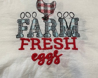 Farm Fresh Eggs Keuken Theedoek - Meelzakdoek - Keukenlinnen - Vintage look Primitieve boerderij