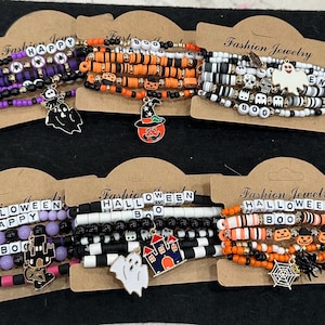 Halloween Bracelet Stack Assorted fun costume Spooky 4-6 bracelets Heishi Bracelet