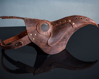 Plague doctor mask, Leather Mask, steampunk style