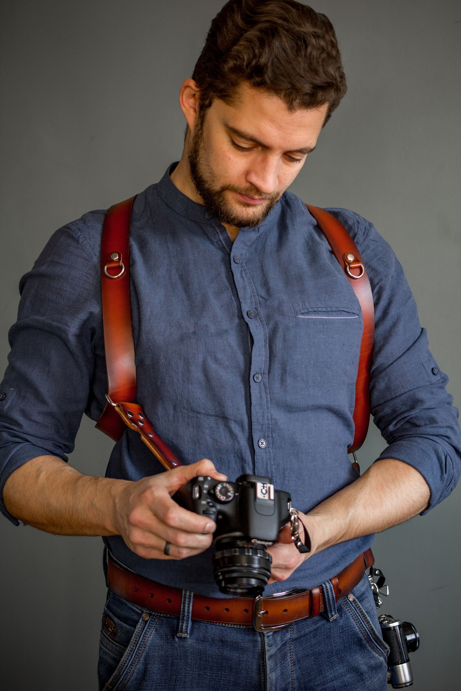 Dual Camera harness Leather Camera Strap Camera holster Etsy