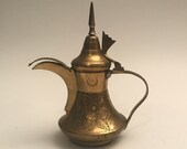 Vintage small brass Arabic Dallah teapot container