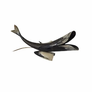 Vintage Carved Water Buffalo Horn Fish Lamp