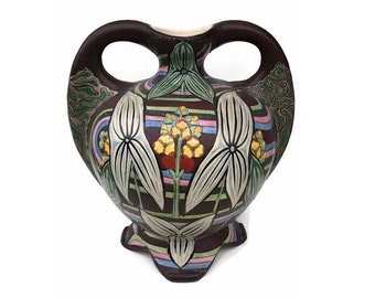 Antique Kinkozan Sobei VII Art Deco Satsuma Flower Vase