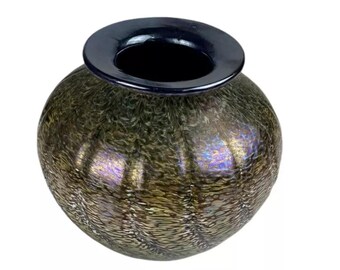 Vintage Stephen Fellerman Small Art Glass Vase Signed Numbered Dated 1988