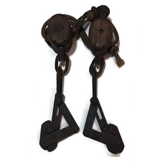 Antique Double Wooden Pulley System Marked W. U. Telco . Etsy