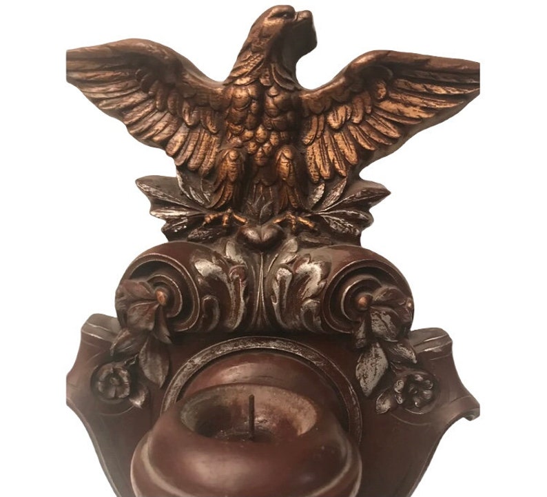 Continental Studios Chalkware Eagle Wall Plaque Candle Holder Etsy