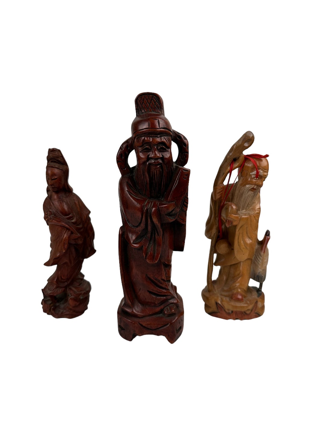 Vintage Wood Carved Asian Figures Lot of 3 Figures - Etsy