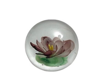 Vintage Blown glass flower paperweight