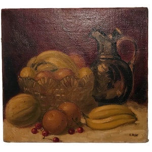 Still Life Oil Painting Signed E.R.W