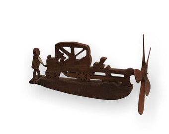 Vintage carved wood folkart mechanical Whirligig