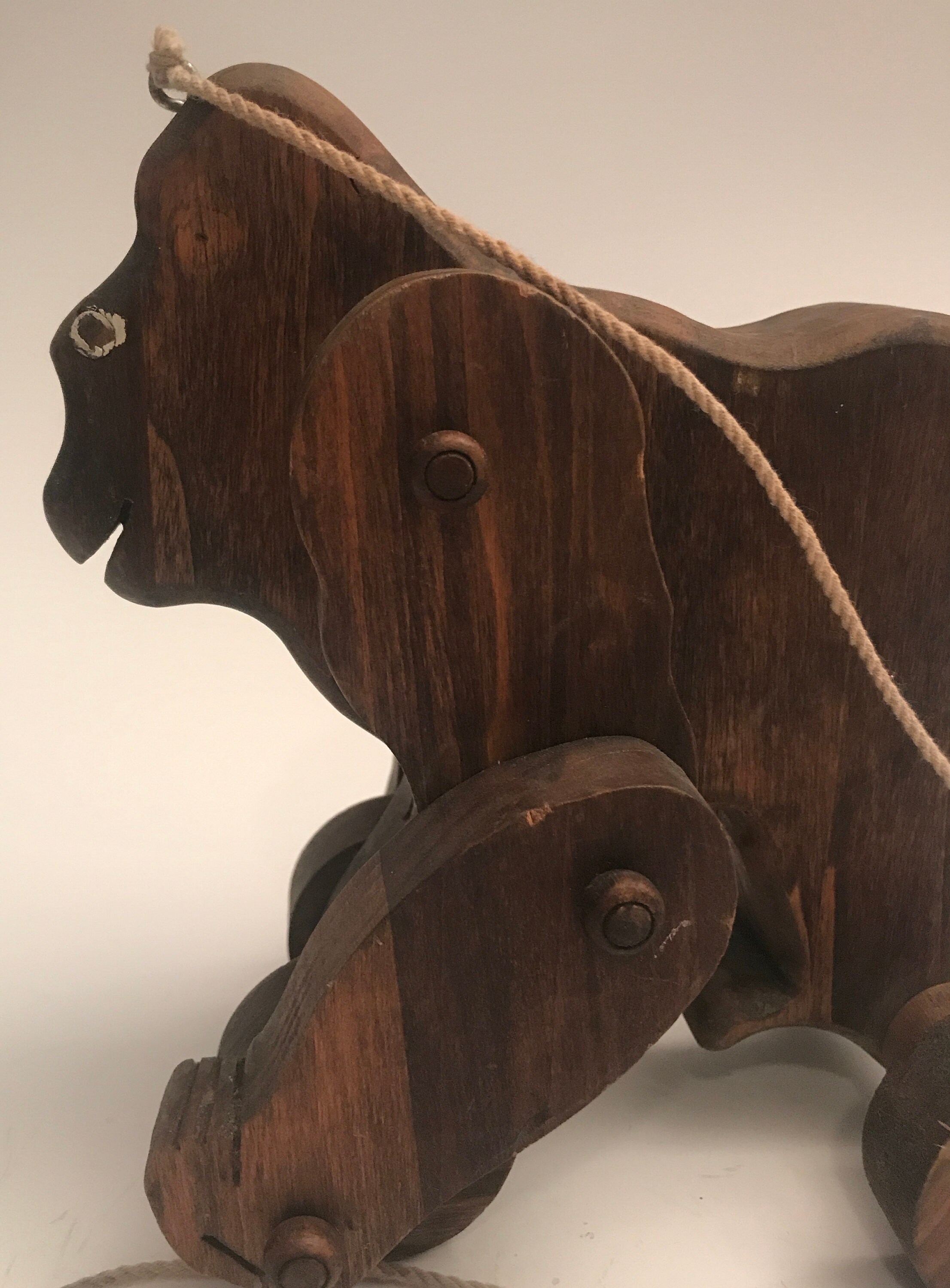 Vintage Gorilla Wood Carved Pull Toy Moves Arms When Pulled Etsy