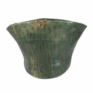 Vintage Green Glazed Pottery Vase Signed L Jones