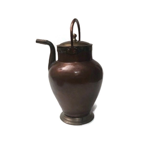 Copper and brass teapot