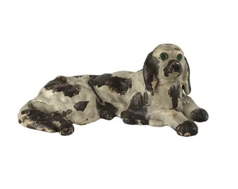 Vintage Cocker Spaniel Brown And White Cast Iron Figure