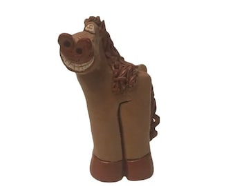 Clay horse  sculpture signed hicks