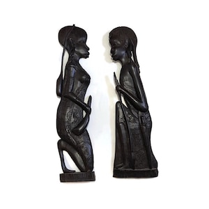 Vintage African Wood Carved Large Wall Art Decor