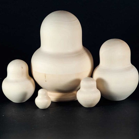unpainted matryoshka dolls