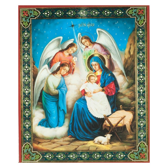 Nativity Scene Icon Russian Orthodox Icons Christmas Russian Icon Jesus Christ Icon Mary And Joseph Icon Holly Family Icon - 