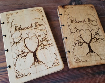 Blessed Be, Hand bound, notebooks, Sketch book, custom paper, Grimoire, Diary