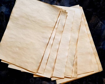 8.5 x 5.5 Custom aged paper, hand antiqued paper, 40 pages each bundle, old paper, vintage paper