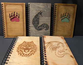 Spiral Notebook, Sketchbook, Wood Book