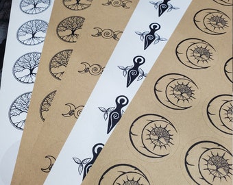 Stickers, Envelope Seals, Tree of Life drawings, 1.5 inch Round