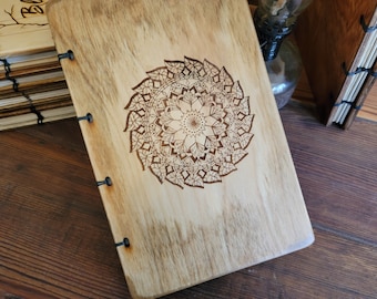 Mandala, Hand bound, notebooks, Sketch book, custom paper, Grimoire, Diary