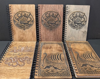 Cuaderno de espiral de madera, cuaderno de bocetos, libro de madera,